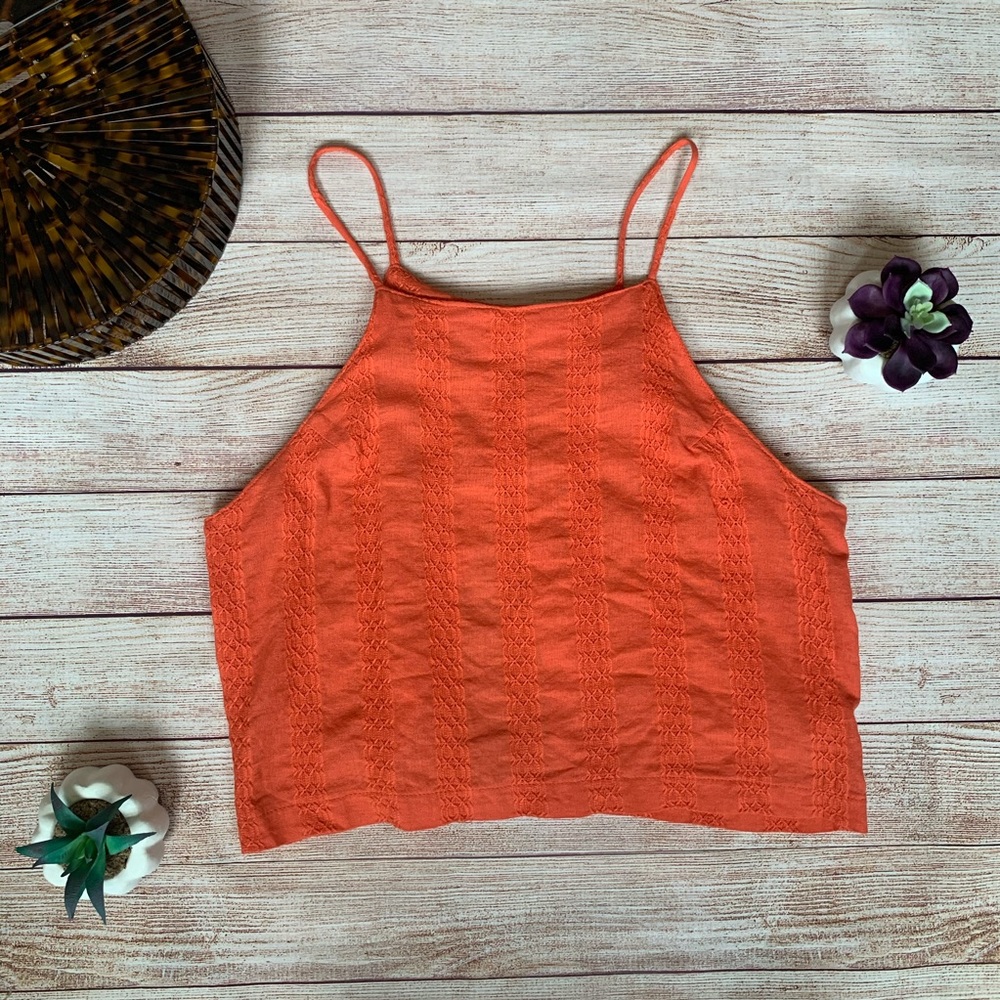 ✨5/$25✨ Lush • crochet orange halter tank open top